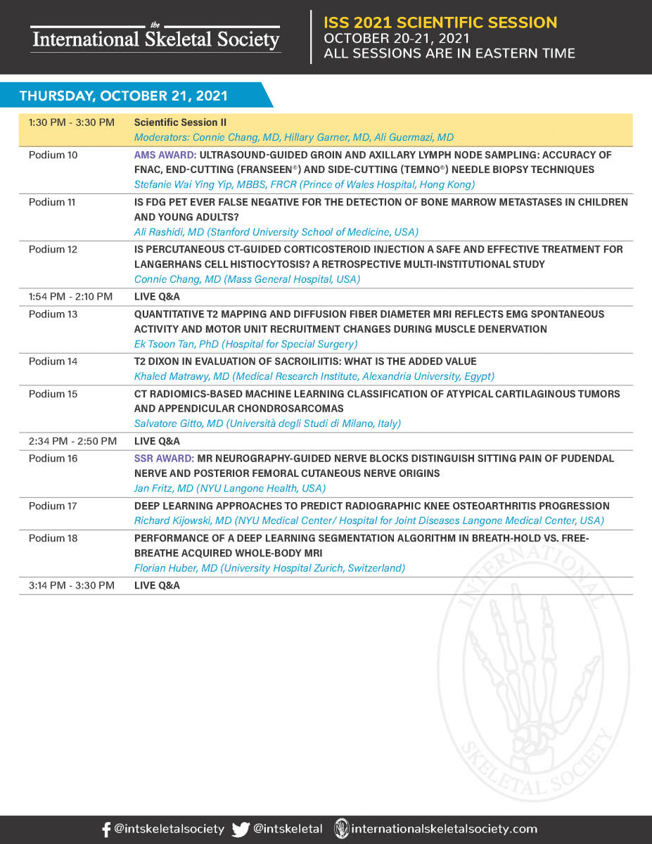 ISS 2021 Scientific Sessions Program International Skeletal Society